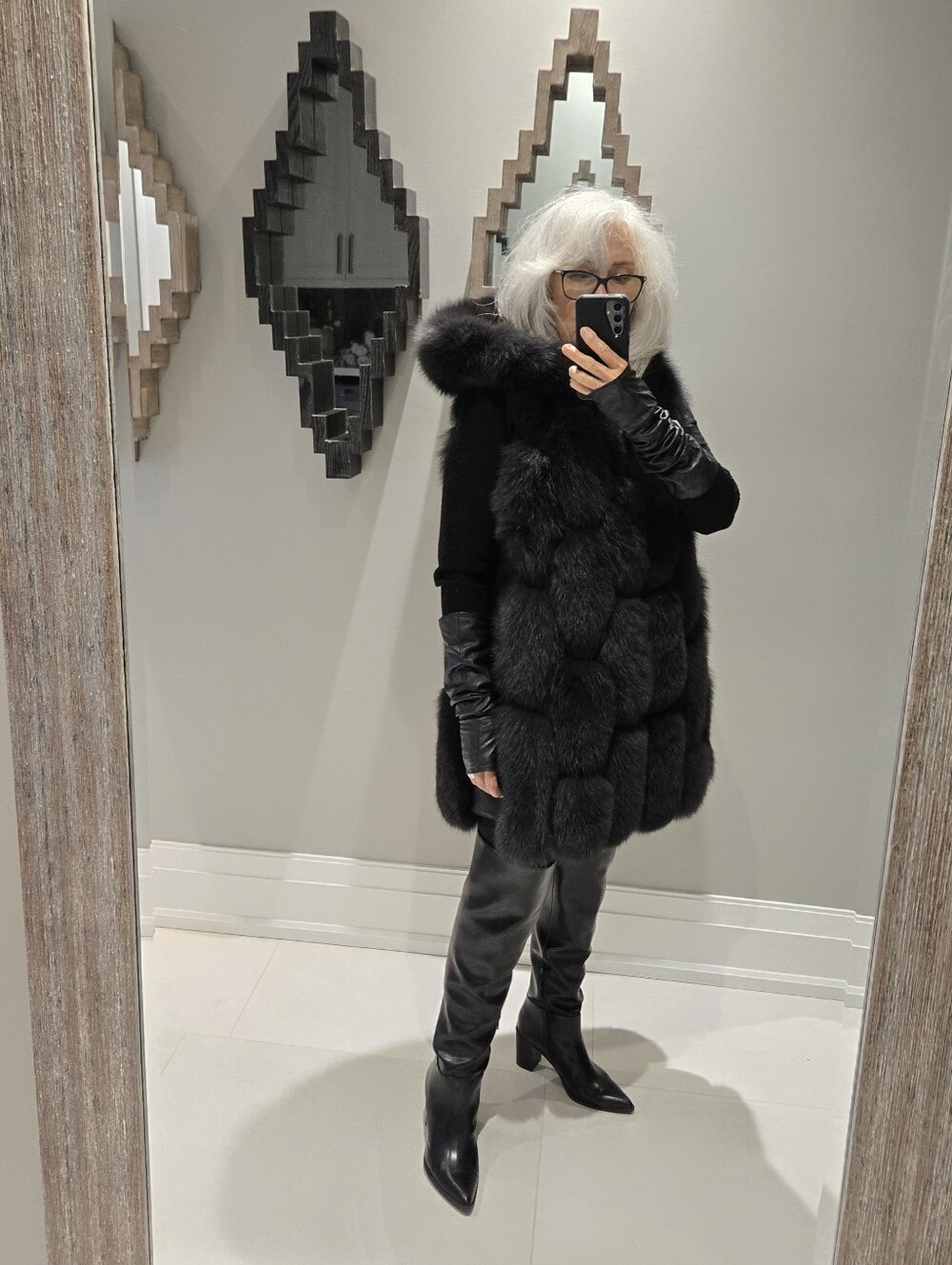 Victoria Wang Genuine Fur Vest Med